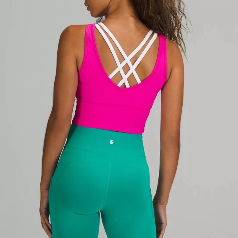 Lululemon Hot Pink Ribbed Power Pivot Tank Top - Picture 2 of 4